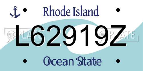 L62919Z Rhode Island License Plate