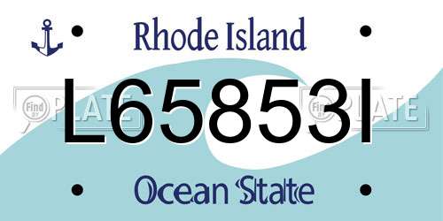 L65853I Rhode Island License Plate