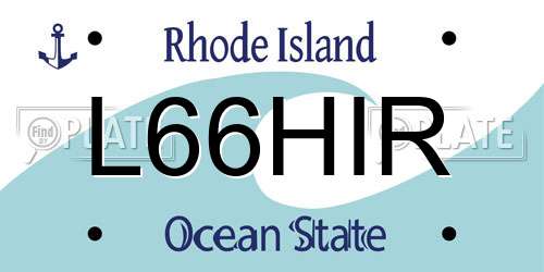 L66HIR Rhode Island License Plate