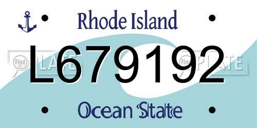 L679192 Rhode Island License Plate