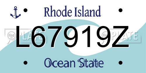 L67919Z Rhode Island License Plate