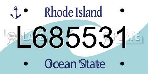 L685531 Rhode Island License Plate