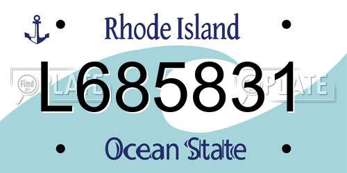 L685831 Rhode Island License Plate