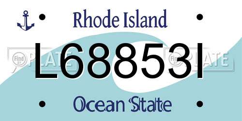 L68853I Rhode Island License Plate