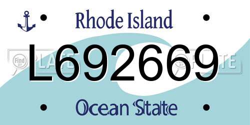 L692669 Rhode Island License Plate