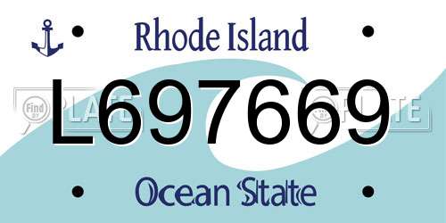 L697669 Rhode Island License Plate