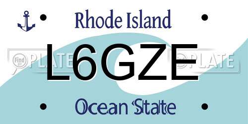 L6GZE Rhode Island License Plate