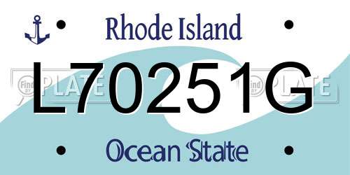 L70251G Rhode Island License Plate