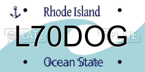 L70DOG Rhode Island License Plate