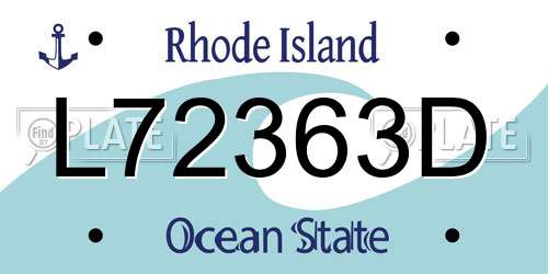 L72363D Rhode Island License Plate