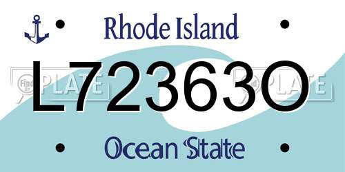 L72363O Rhode Island License Plate