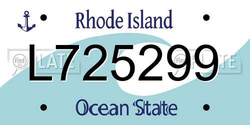 L725299 Rhode Island License Plate