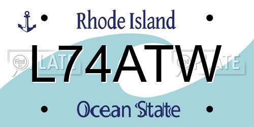 L74ATW Rhode Island License Plate