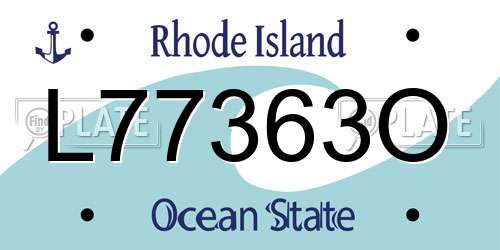 L77363O Rhode Island License Plate