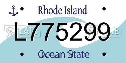 L775299 Rhode Island License Plate