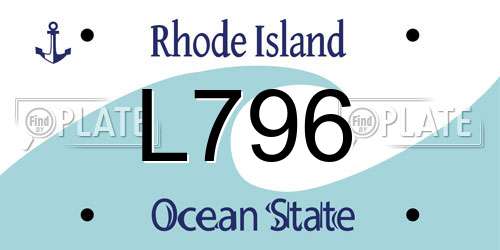 L796 Rhode Island License Plate