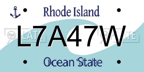L7A47W Rhode Island License Plate