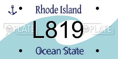 L819 Rhode Island License Plate
