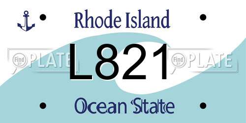 L821 Rhode Island License Plate