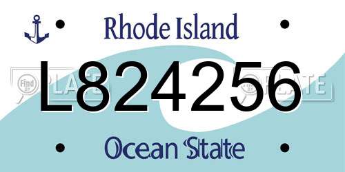 L824256 Rhode Island License Plate