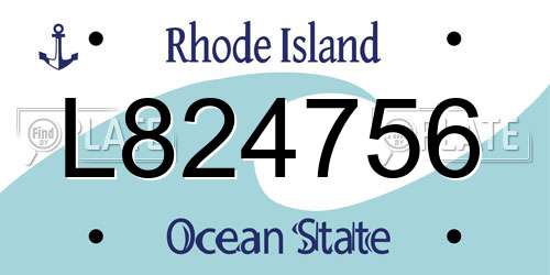 L824756 Rhode Island License Plate