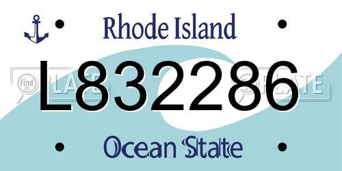 L832286 Rhode Island License Plate