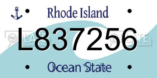 L837256 Rhode Island License Plate