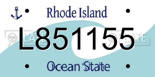 L851155 Rhode Island License Plate