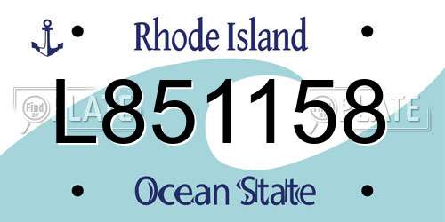 L851158 Rhode Island License Plate
