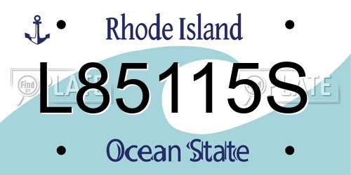 L85115S Rhode Island License Plate