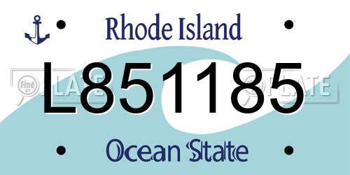 L851185 Rhode Island License Plate