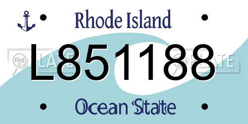 L851188 Rhode Island License Plate