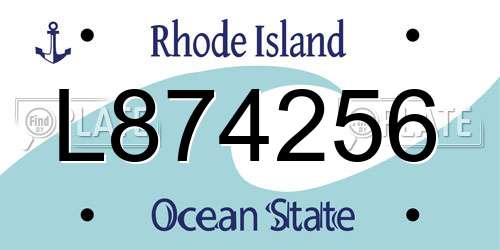 L874256 Rhode Island License Plate