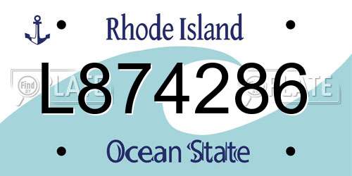 L874286 Rhode Island License Plate