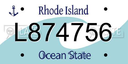 L874756 Rhode Island License Plate