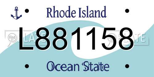 L881158 Rhode Island License Plate