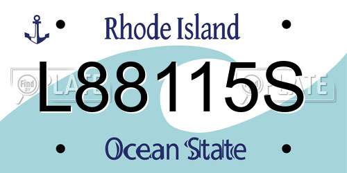 L88115S Rhode Island License Plate