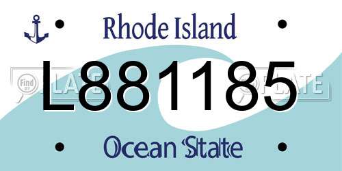 L881185 Rhode Island License Plate
