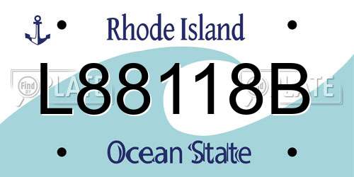 L88118B Rhode Island License Plate