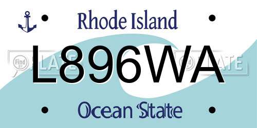 L896WA Rhode Island License Plate