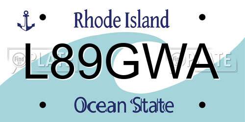 L89GWA Rhode Island License Plate