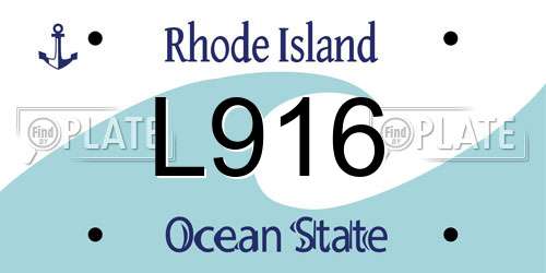 L916 Rhode Island License Plate