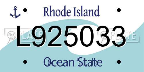 L925033 Rhode Island License Plate