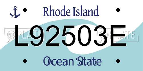 L92503E Rhode Island License Plate