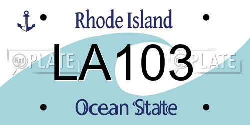 LA103 Rhode Island License Plate