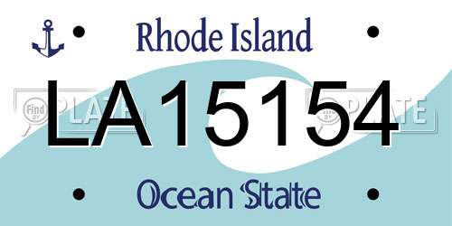 LA15154 Rhode Island License Plate