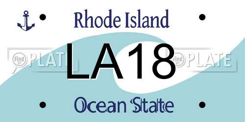 LA18 Rhode Island License Plate