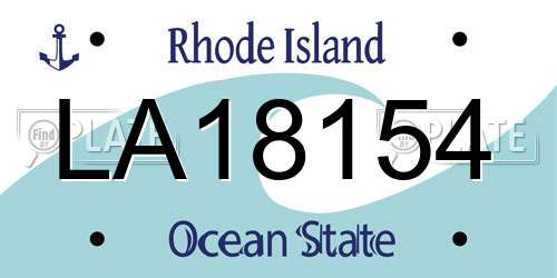LA18154 Rhode Island License Plate