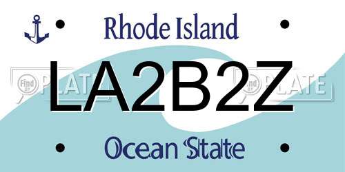 LA2B2Z Rhode Island License Plate
