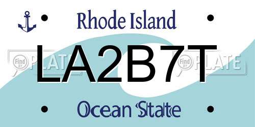 LA2B7T Rhode Island License Plate
